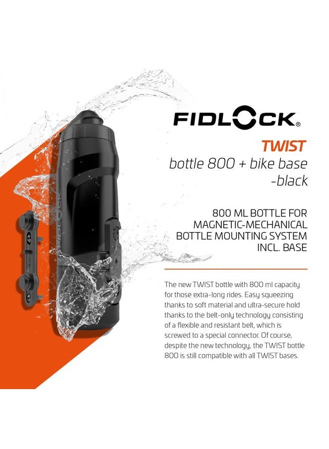 FIDLOCK Unisex - Adult 09653 (black) Water Bottle, 800 ml Bottle Black with Bike Base, 800 ml EU - Image 2