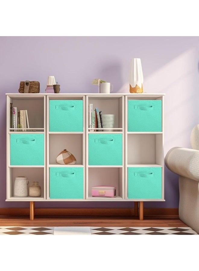 PowerKing Collapsible Storage Cubes with Handles, Fabric Foldable Bins for Closet Shelves, Durable Organization Storage Bins, 10.5'' x 11'' x 10.5'' (New Green, 6Pack) - Image 2