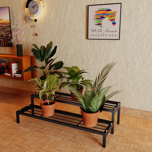 MILAD SAIFIX Plant Stand 2-Tier Folding Plant Stand, Planter for Indoors and Outdoors (69 x 25 x 26 CM's, Black Color) - Image 5