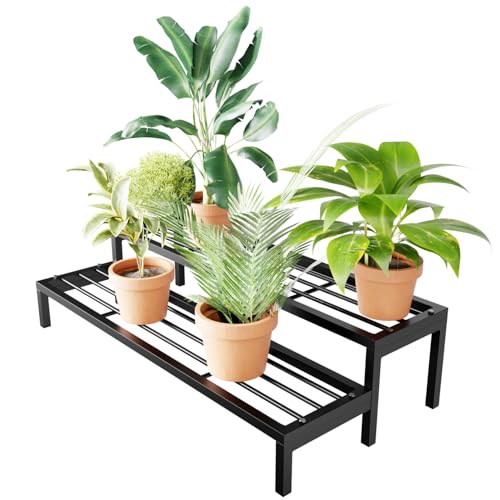 MILAD SAIFIX Plant Stand 2-Tier Folding Plant Stand, Planter for Indoors and Outdoors (69 x 25 x 26 CM's, Black Color) - Image 2