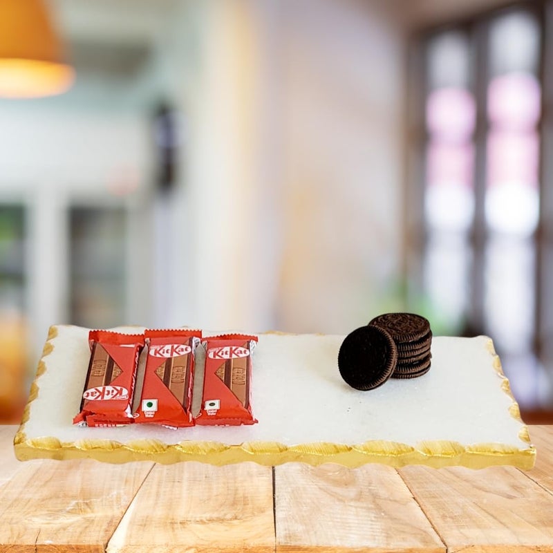 RM صينية تقديم مضيفة من الرخام والذهب RM RM، مخصصة للمطبخ، حرف يدوية للمطبخ - Image 3