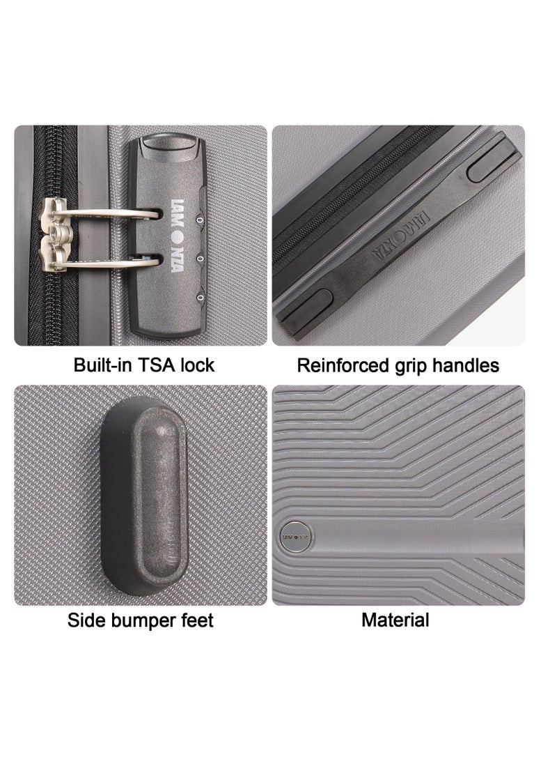 Generic - Stylish Grey 3-Piece Suitcase Set with Built-in TSA Lock, Reinforced Grip Handles, Retractable Handle, High-Quality ABS Material, and 360 Spinner Wheels - Sizes 20", 24", 28" - Image 1
