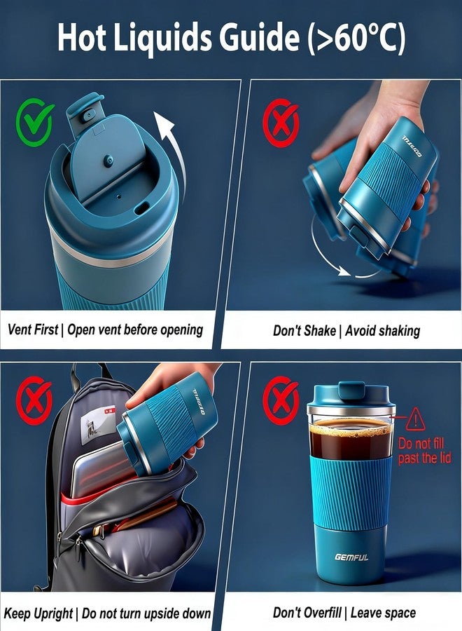 GEMFUL Travel Coffee Mug Stainless Steel Vacuum Ice and Hot Drinks Insulated Tumbler for Home Office Outdoor Works, 380ml, Blue - Image 4