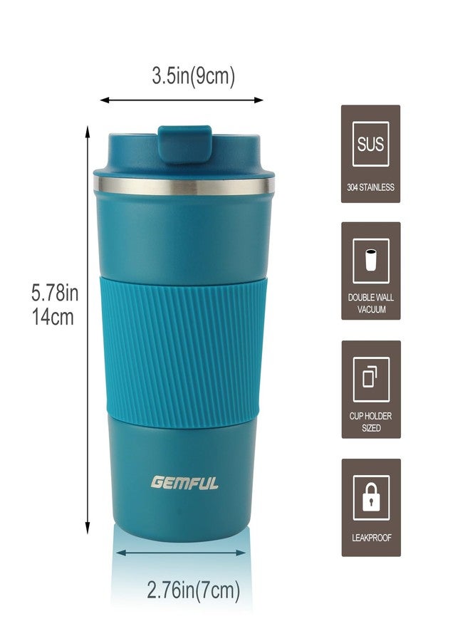 GEMFUL Travel Coffee Mug Stainless Steel Vacuum Ice and Hot Drinks Insulated Tumbler for Home Office Outdoor Works, 380ml, Blue - Image 2