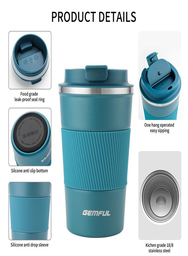 GEMFUL Travel Coffee Mug Stainless Steel Vacuum Ice and Hot Drinks Insulated Tumbler for Home Office Outdoor Works, 380ml, Blue - Image 3