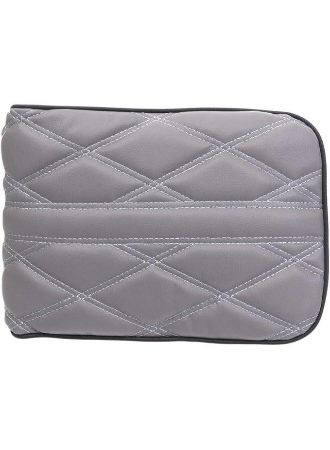 وسادة مسند ذراع وحدة التحكم المركزية من الجلد من الميموري فوم لمعظم انواع السيارات - اسود تطريز مختلف - Image 3