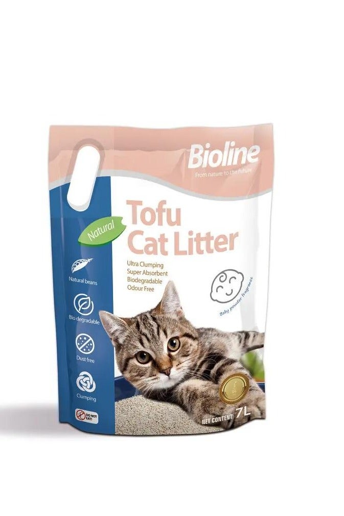 بايولاين رمل القطط بيولاين توفو 7 لتر – برائحة بودرة الأطفال، متكتل ويمنع الروائح - Image 1