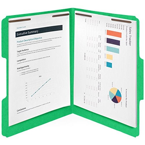 Blue Summit Supplies 50 Green Fastener File Folders - 1/3 Cut Reinforced Tab - Durable 2 Prongs Bonded Fastener Designed to Organize Standard Medical Files, Law Client Files, Office Reports - Letter Size, Green, 50 Pack - Image 5
