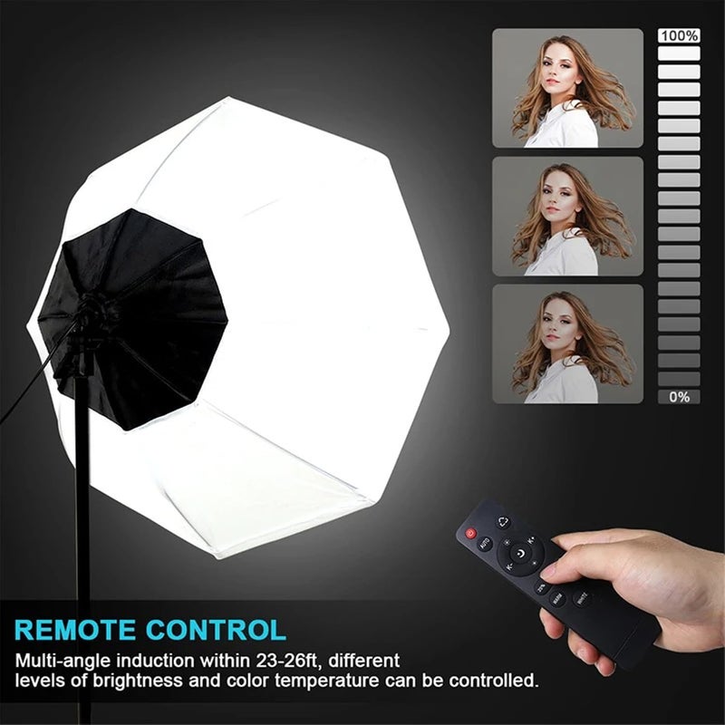 Fh - GlanFen Photography Softbox Lighting Kit with 380W 3 Colors Remote LED Bulbs,Soft Boxes and Carry Bag for Video Recording, Portraits Shooting - Image 2