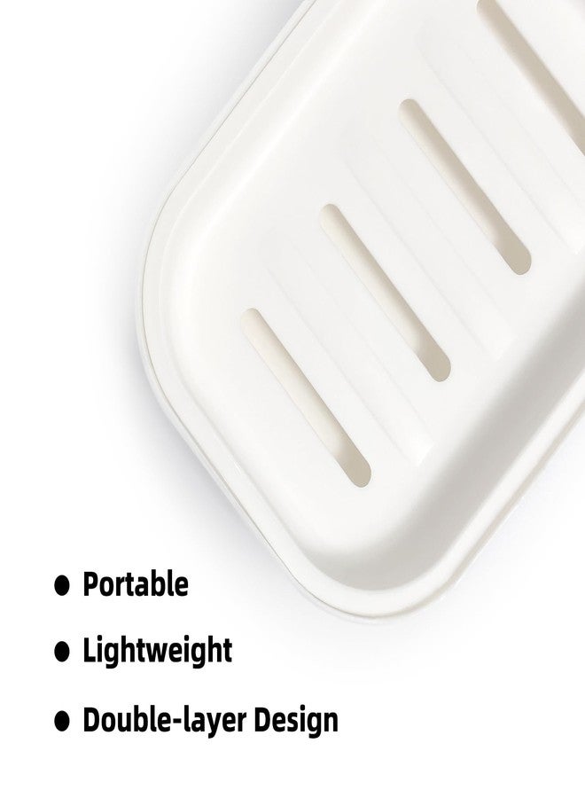 Morepack Double Layer Draining Soap Dish, Plastic Dishwashing Sponge Soap Holder for Kitchen, Bathroom, and Washstand (Milky White) - Image 4