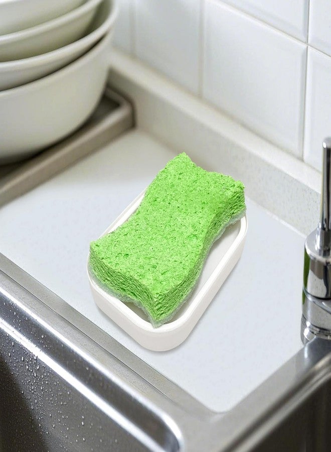 Morepack Double Layer Draining Soap Dish, Plastic Dishwashing Sponge Soap Holder for Kitchen, Bathroom, and Washstand (Milky White) - Image 5