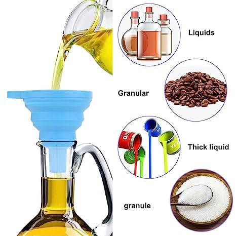 RIVUGJA Silicone Collapsible Funnel Foldable Kitchen Funnel Hopper for Water Bottle Liquid Transfer Food Grade - Image 5