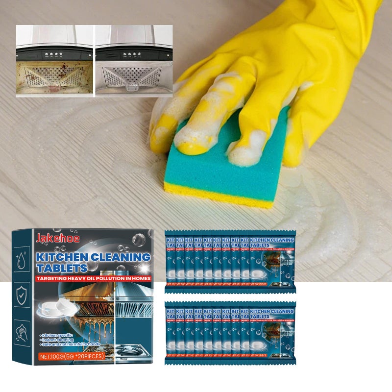 Jakehoe Kitchen Cleaning Effervescent Tablets Stove Tiles Bathroom Kitchen Heavy Oil Dirt Stain Cleaning Effervescent Tablets - Image 2