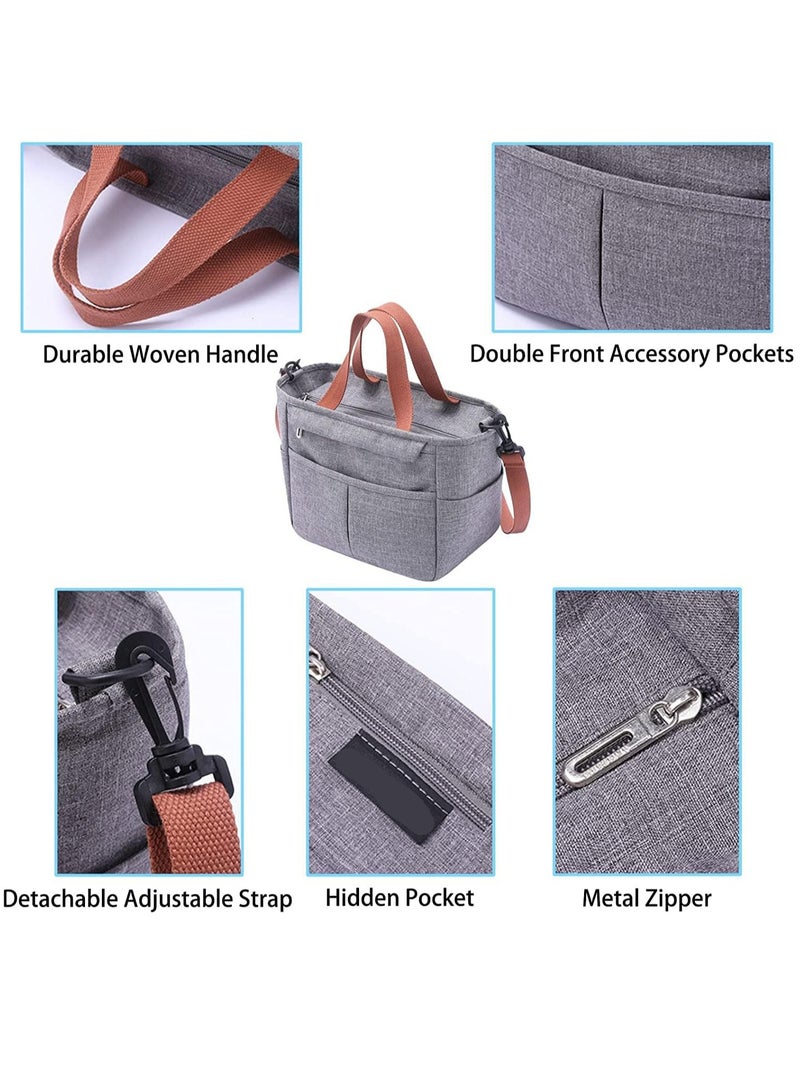 Arabest Large Capacity Insulated  Lunch Bag, Reusable, Leakproof Cooler Lunch Tote Bag with Bottle Holder Adjustable Shoulder Strap for Adult Combination, School Office Work Picnic Beach, Oxford Material, Grey - Image 5