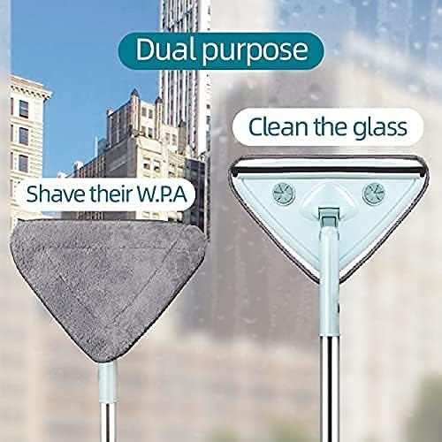 KRLZ 3 in 1 Flexible Clean Mop Triangle Pad Flat Brush Long Handle for Kitchen Bathroom Tile Wall Glass Window Cleaning Tool Rotatable Adjustable - Image 4
