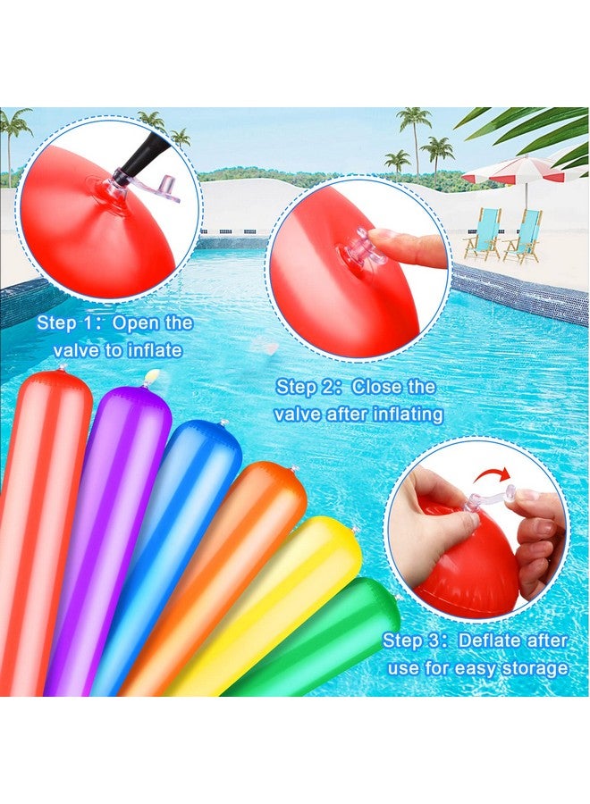 Junkin 6 Pcs 59 Inch Pool Inflatable Sticks Colorful Inflatable Pool Noodles Stick Giant Blow Up Pool Noodles Pvc Float Outdoor Water Games Toy For Adult Kid Swimming Pools Beach Lake Party 6 Color - Image 5