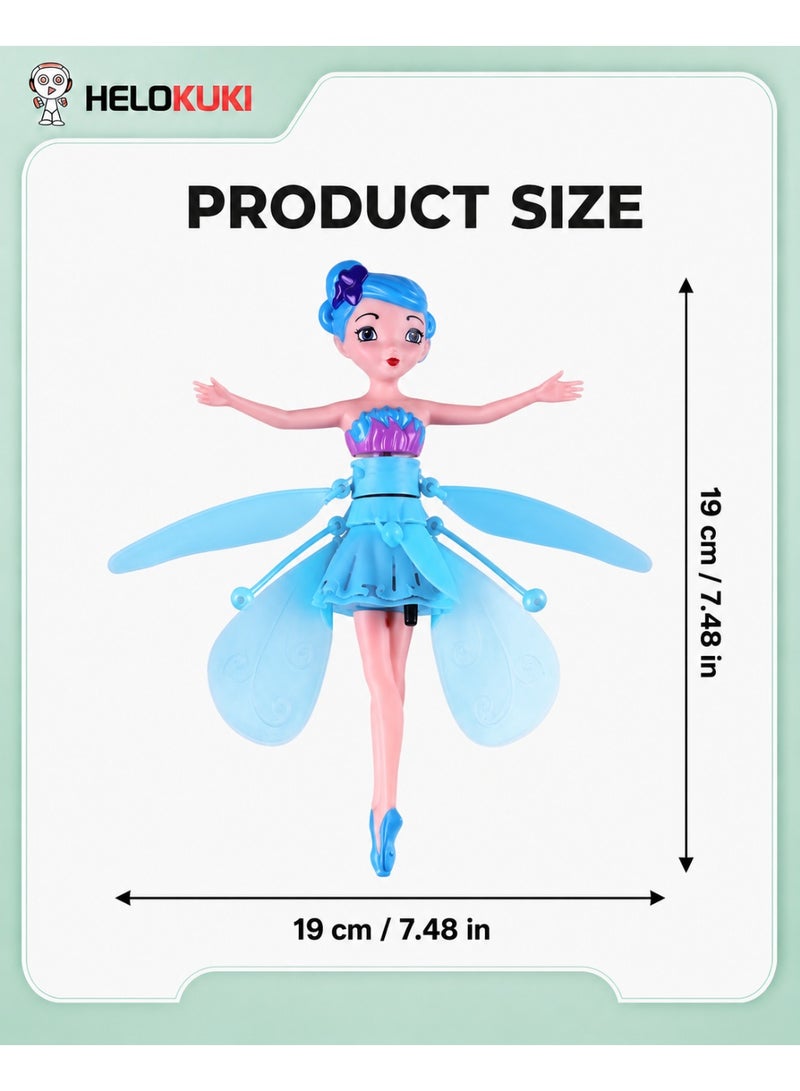 Helo Kuki Flying Fairy Doll Toy, USB Rechargeable Hand Sensor Flying Doll With LED Lights, Flexible Propellers, Auto Power-Off Protection, Indoor Play Toy For Kids, Blue - Image 2