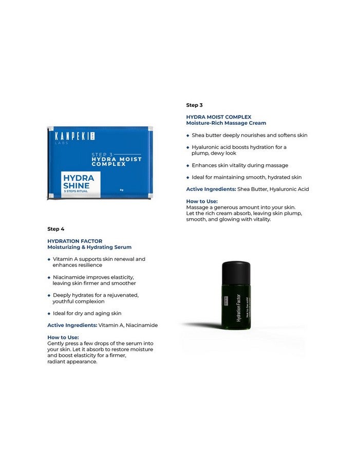 Kanpeki Hydra Shine 5-Step Facial Kit | Deep Hydration & Glow | With Shea Butter, Algae & Vitamin A | For Dry & Normal Skin | Brightening & Moisturizing - Image 5