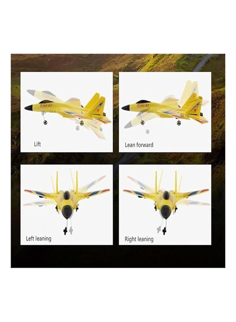 Su-27 RC Aircraft, 2.4GHz 2 Channel RC Aircraft with Gyro Night Light, Suitable for Adults, Beginners and Children Yellow  - Image 3