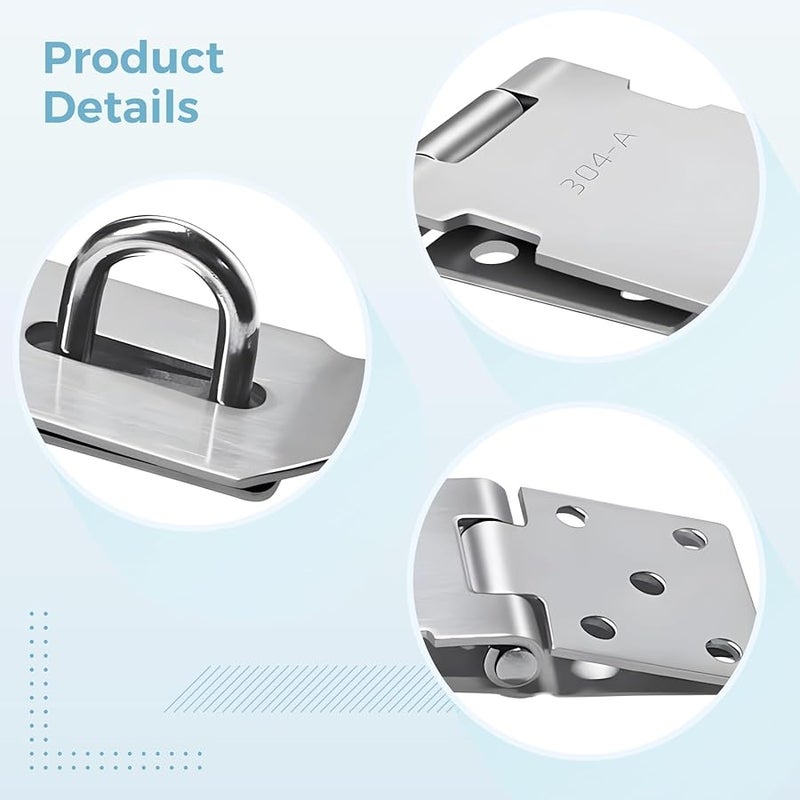 Stainless Steel 4 Inch Heavy Duty Hasp Locks 10 Pack with Screws for Sheds Gates - Image 3