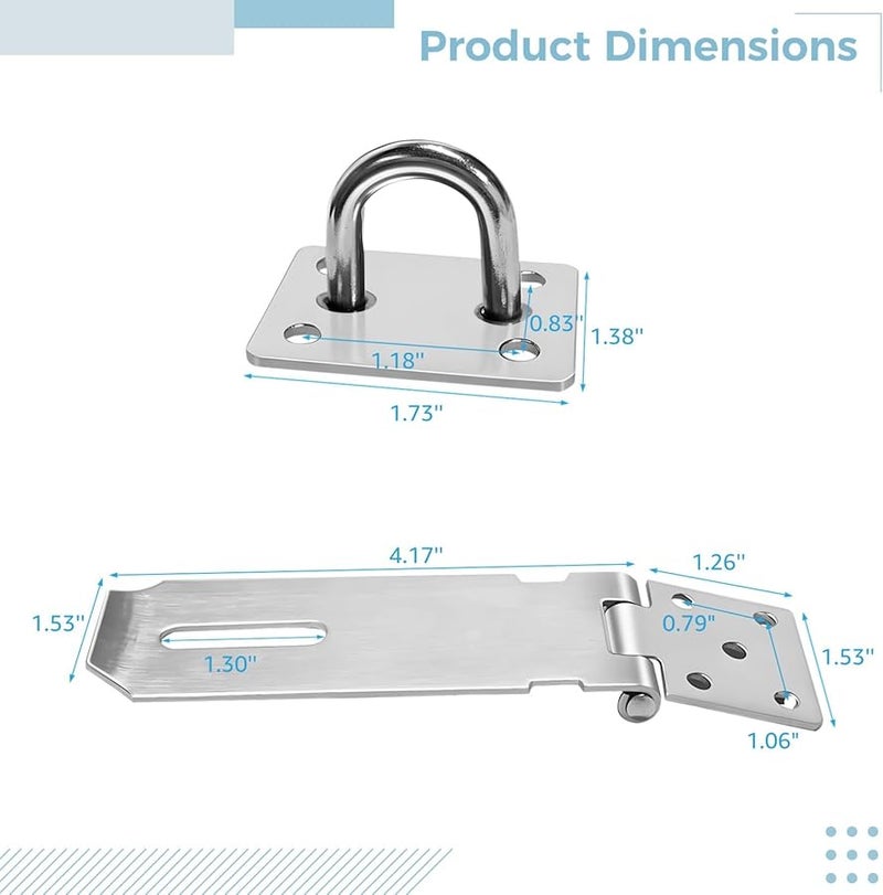Stainless Steel 4 Inch Heavy Duty Hasp Locks 10 Pack with Screws for Sheds Gates - Image 5