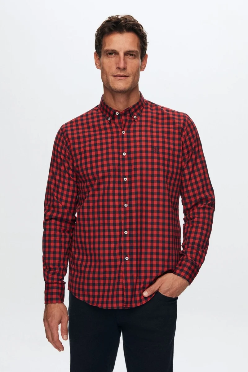 D'S DAMAT Ds Damat Slim Fit Red Cotton Blend 2-Piece Crew Neck Sweater and Shirt 1HC0206EKBN01