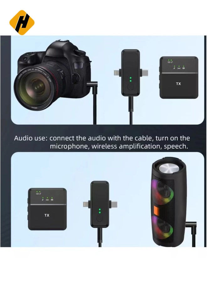 HuHa 3 in 1 Wireless microphone for iPhone and Type-C Plug one with 2 Microphe  - Image 3