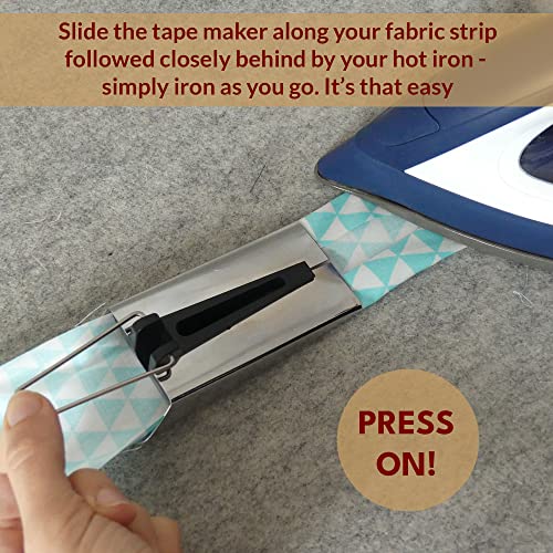 Madam Sew XL Bias Tape Maker – 50mm Single and Double Fold Bias Tape Binding Tool for Quilting, Fabric Tube Maker for Coordinating Quilt Seam Binding - Image 4