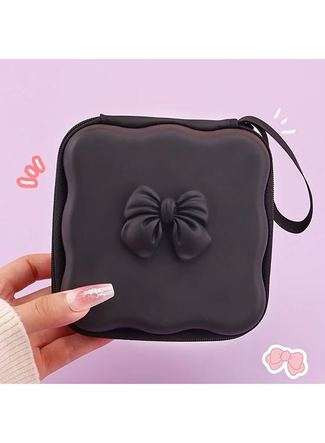 حقيبة منظم محمولة سوداء كبيرة السعة مقاومة للصدمات لشواحن الكابلات والسماعات - Image 1