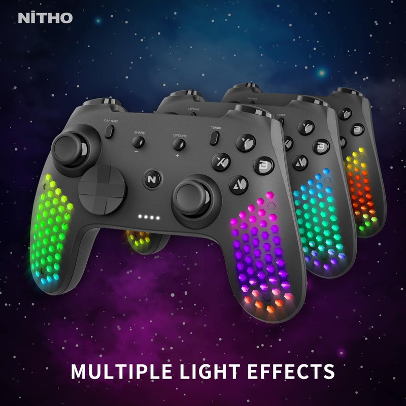 NITHO Hexagon Wireless RGB Controller for PC, Switch, Android, iOS and Windows, with 6-Axis Motion Sensor, Customizable Triggers, Detachable Phone Clamp, Lightweight Honeycomb Design - Image 5