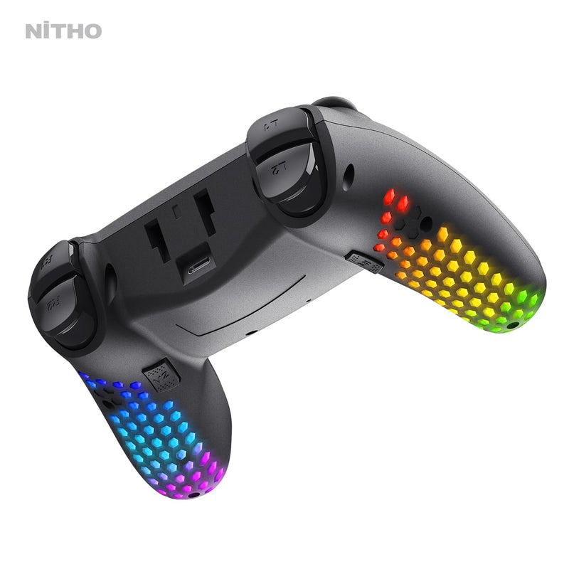 NITHO Hexagon Wireless RGB Controller for PC, Switch, Android, iOS and Windows, with 6-Axis Motion Sensor, Customizable Triggers, Detachable Phone Clamp, Lightweight Honeycomb Design - Image 3