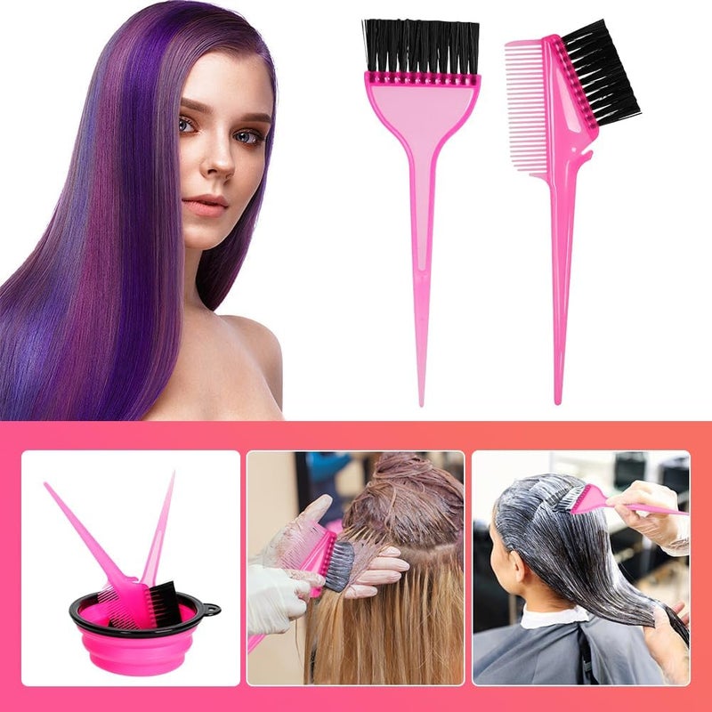 Moonmini Hair Dye Color Brush and Bowl Set, Color Bowl Brushes Tool Mixing Bowl Kit Tint Comb for Hair Tint Dying Coloring Applicator (Pink&Black) - Image 2