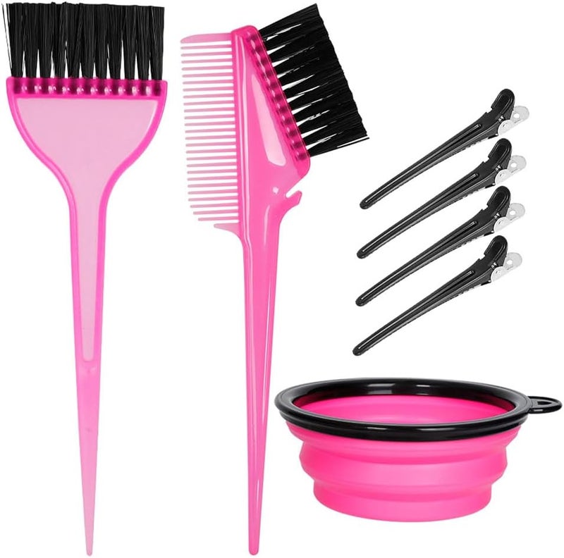 Moonmini Hair Dye Color Brush and Bowl Set, Color Bowl Brushes Tool Mixing Bowl Kit Tint Comb for Hair Tint Dying Coloring Applicator (Pink&Black) - Image 1