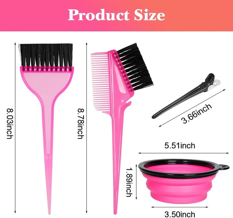 Moonmini Hair Dye Color Brush and Bowl Set, Color Bowl Brushes Tool Mixing Bowl Kit Tint Comb for Hair Tint Dying Coloring Applicator (Pink&Black) - Image 3