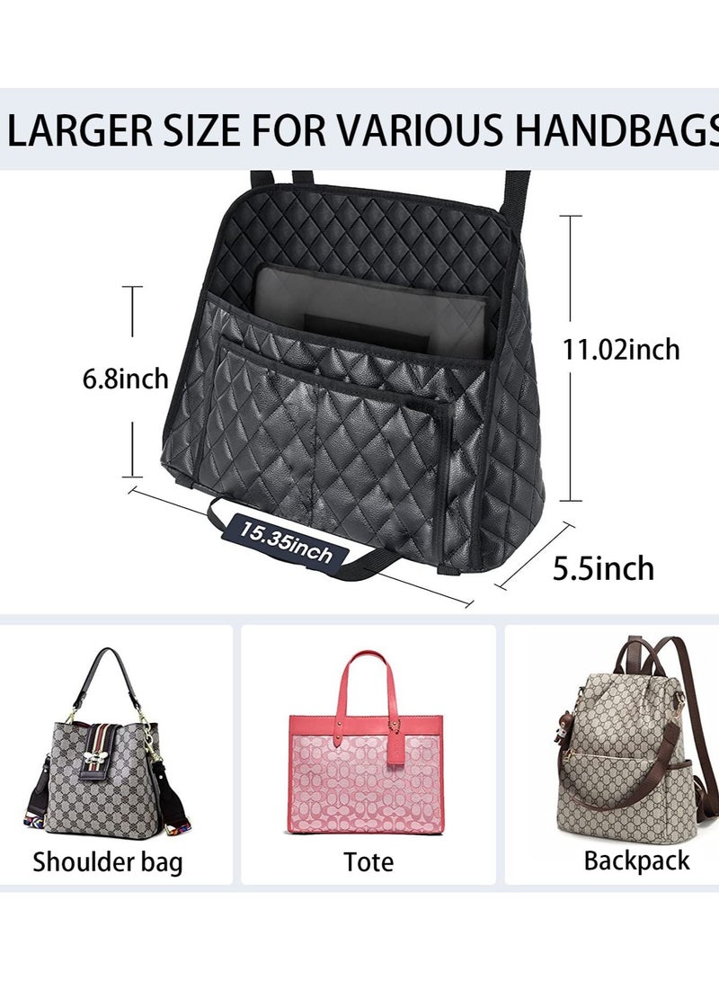 SOLARAE Car Handbag Purse Holder Between Seats, Auto Seat Leather Organizer Pocket, Front Seat Bag Box Storage For Cell Phone Document, Backseat Barrier For Kids Pet, Fits For Most Vehicles, Black - Image 2