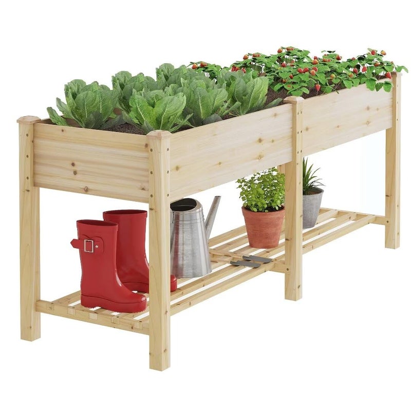 GHWIE Raised Garden Bed with Legs Elevated Wood Planter Box for Planting Vegetables Flowers Garden Patio Balcony Garden beds Outdoor with Liner