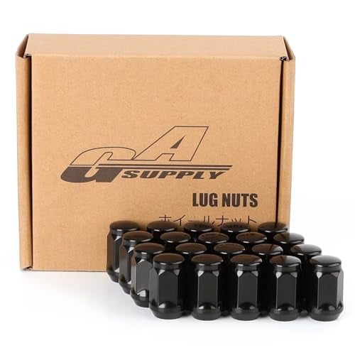 GAsupply صواميل العجلات السوداء GAsupply، 1/2-20 صواميل مغلقة نهاية كروية 3/4 بوصة 19 مم سداسي 1.38 بوصة ارتفاع مقعد مخروطي 60 درجة - Image 1