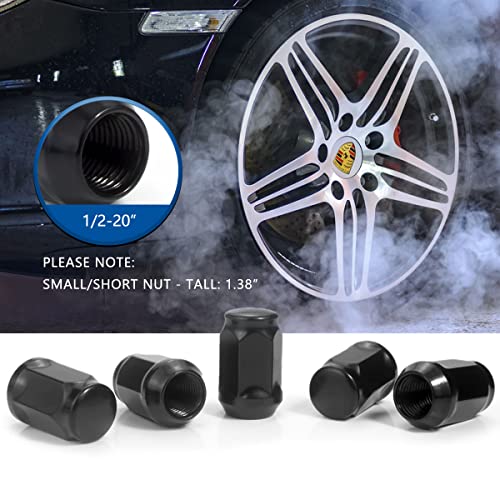 GAsupply صواميل العجلات السوداء GAsupply، 1/2-20 صواميل مغلقة نهاية كروية 3/4 بوصة 19 مم سداسي 1.38 بوصة ارتفاع مقعد مخروطي 60 درجة - Image 5