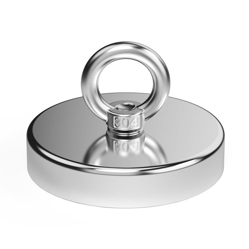 Magnetpro Fishing Magnet, Over 900 Lbs Pulling Force Strong Neodymium Magnet Heavy Duty, Rare Earth Magnets with Eyebolt, Diameter 3.54 inches for Magnetic Fishing, Hunting, Retrieving in River - Image 1