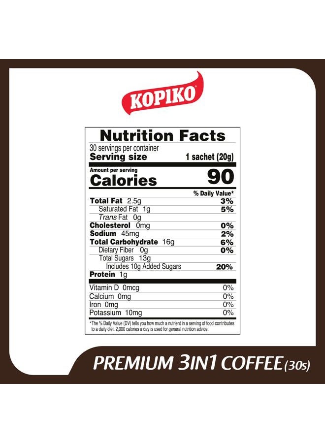 KOPIKO Premium 3 in 1 Instant Coffee Mix – Authentic Indonesian Volcanic Coffee, Strong Yet Smooth, Pre-Mixed with Creamer & Sugar (21.2 OZ in 30 Coffee Sachets) - Image 4