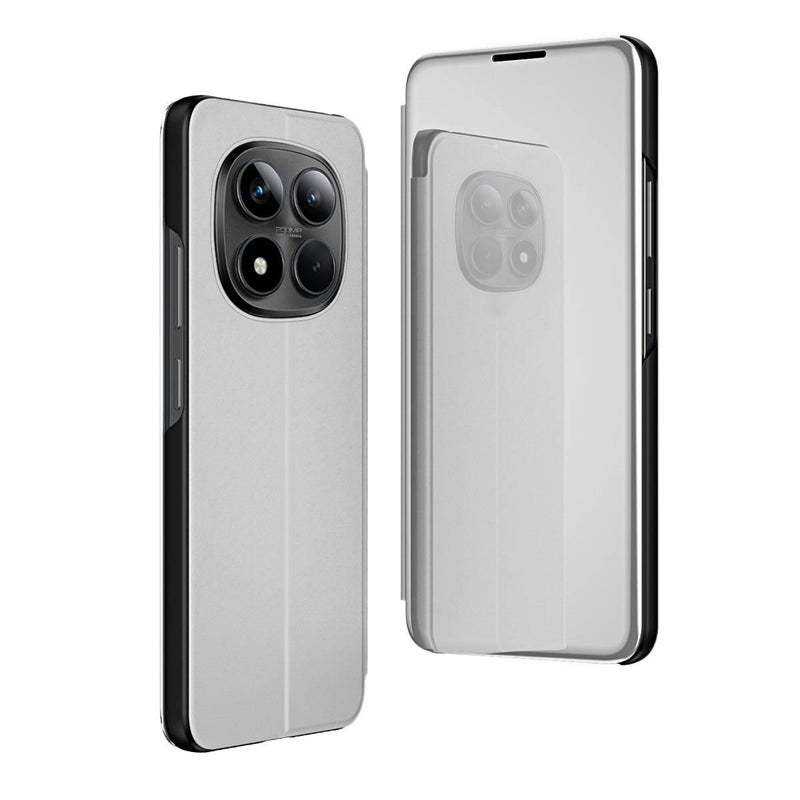 MS غطاء واقي بTPU لـ Redmi Note 15 مع حماية من السقوط وحامل قائم مع مقاوم للصدمات مع مغناطيس قوي مع سطح مرآة باللون أبيض مغناطيسي بوظيفة حامل مع مرآة من مادة TPU باللون الأبيض باللون. - Image 1