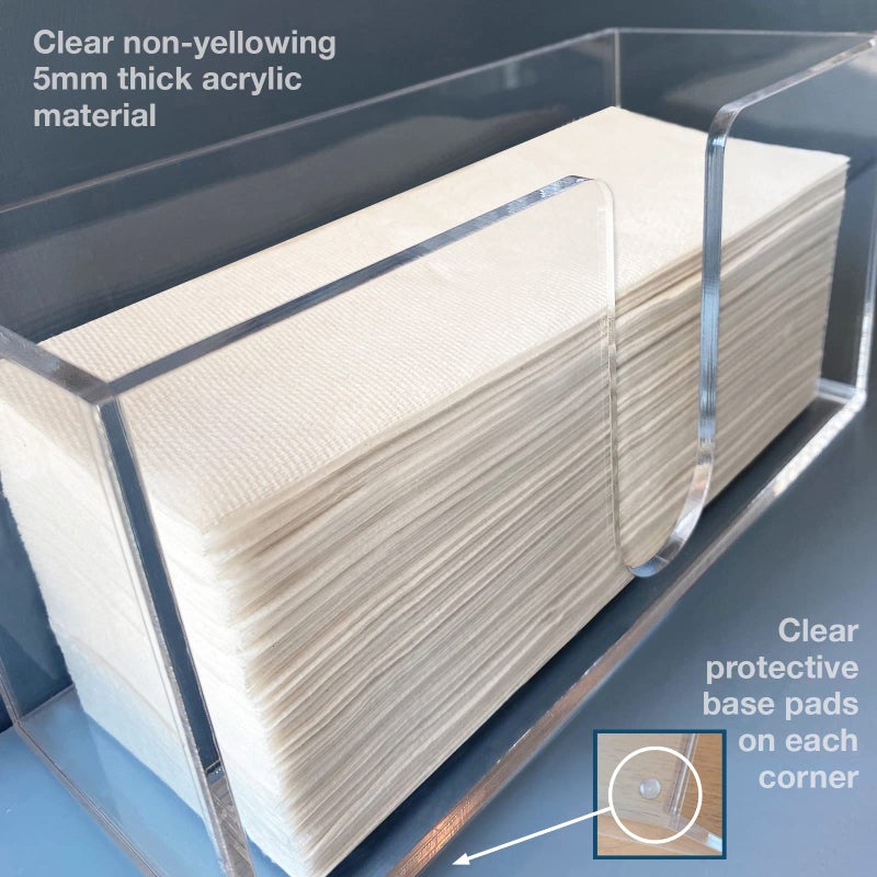 Sicily Acrylic Paper Towel Holder (5mm Acrylic) Paper Towel Dispenser Countertop-Bathroom, Kitchen (10.75”W x 4.125”D x 5”H) Napkin Holder-Tri-fold Disposable Napkins Home, Restaurant - Image 2