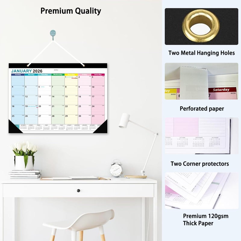 Dayvorax 2026-2027 Desk Calendar - 18 Month Desk Calendar 2026-2027, Jan 2026 - Jun 2027, 17" x 12", Large Desk Calendar with Thick Paper, Large Blocks, Stickers, Home or Office Calendar for Easy Organizing - Image 3