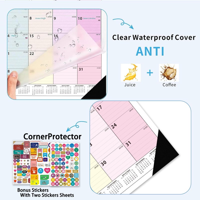 Dayvorax 2026-2027 Desk Calendar - 18 Month Desk Calendar 2026-2027, Jan 2026 - Jun 2027, 17" x 12", Large Desk Calendar with Thick Paper, Large Blocks, Stickers, Home or Office Calendar for Easy Organizing - Image 5