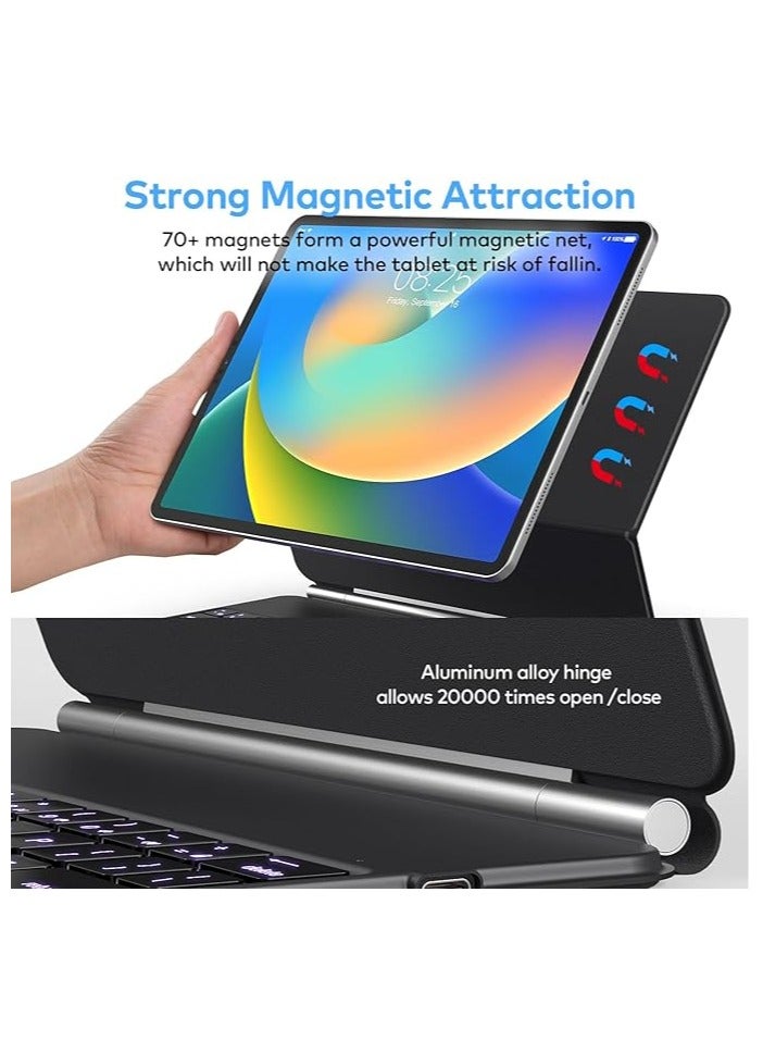 حافظة لوحة مفاتيح لجهاز iPad Air 11 بوصة (M2) iPad Pro 11 بوصة (الجيل الأول/الثاني/الثالث/الرابع) حافظة لوحة مفاتيح مغناطيسية بتصميم سحري مع لوحة تتبع متعددة اللمس متوافقة مع iPad Air 10.9 الجيل الرابع/الخامس. - Image 2