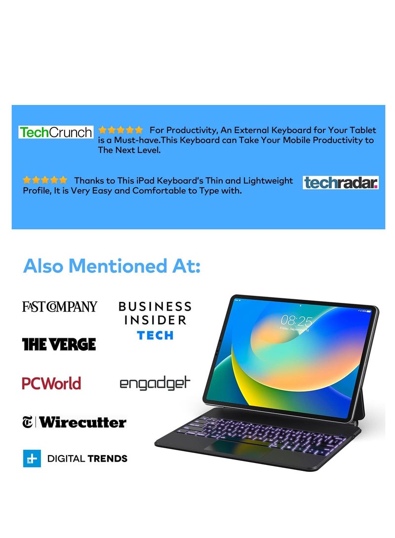 حافظة لوحة مفاتيح لجهاز iPad Air 11 بوصة (M2) iPad Pro 11 بوصة (الجيل الأول/الثاني/الثالث/الرابع) حافظة لوحة مفاتيح مغناطيسية بتصميم سحري مع لوحة تتبع متعددة اللمس متوافقة مع iPad Air 10.9 الجيل الرابع/الخامس. - Image 3