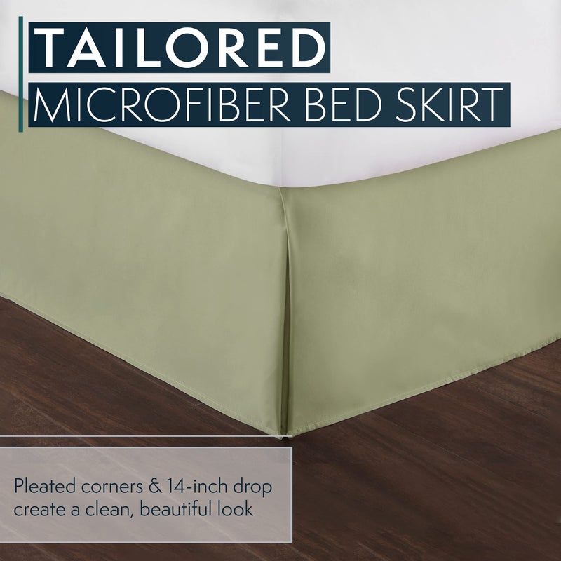 إتش سي كوليكشن HC Collection Twin Bed Skirt Soft Soft Microfiber Box Cover 4 "بوصة إسقاط سرير تنورة مزدوجة تجاعيد وتتلاشى مقاومة - حكيم  - Image 2