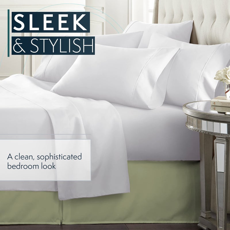 إتش سي كوليكشن HC Collection Twin Bed Skirt Soft Soft Microfiber Box Cover 4 "بوصة إسقاط سرير تنورة مزدوجة تجاعيد وتتلاشى مقاومة - حكيم  - Image 5