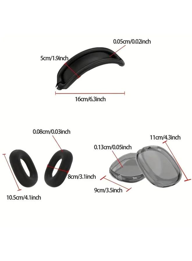 White 3 in 1 AirPods Max Protective Case Set Transparent TPU Cover Anti Scratch - Image 3