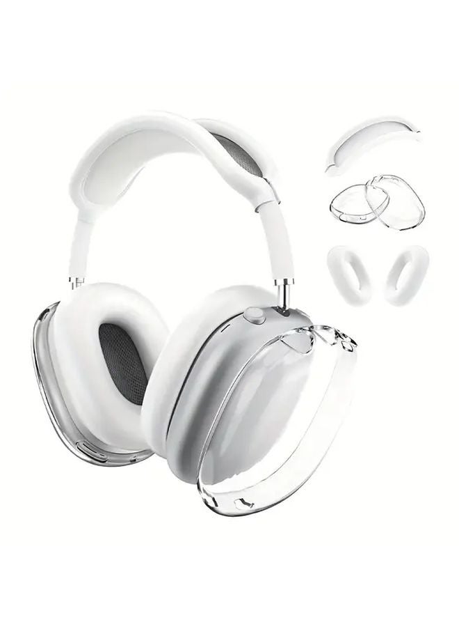 White 3 in 1 AirPods Max Protective Case Set Transparent TPU Cover Anti Scratch - Image 1
